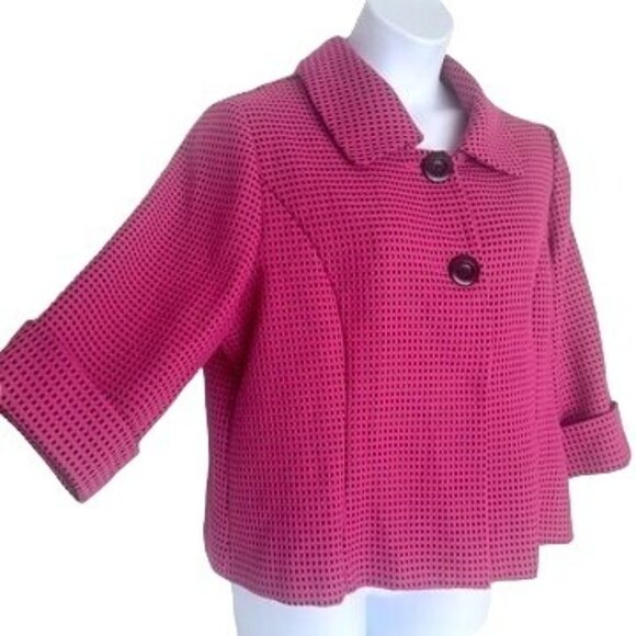 Vintage En french Pink & Black Checkered Textured Jacket Plus Size 18 - Picture 3 of 9